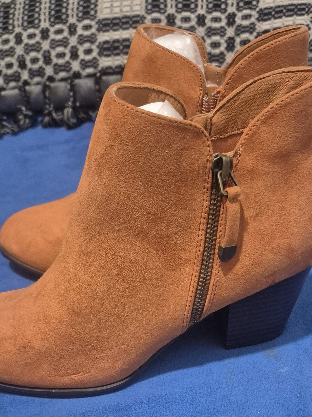 Women's Suede Ankle Booties in Burnt Orange